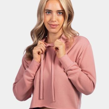 Women's Laguna Sueded Raw Edge Crop Hoodie Sweatshirt Thumbnail
