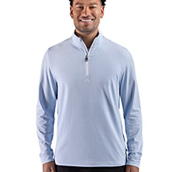 Cutter & Buck Adapt Recycled Soft Knit Stripe Mens Quarter Zip Pullover Thumbnail