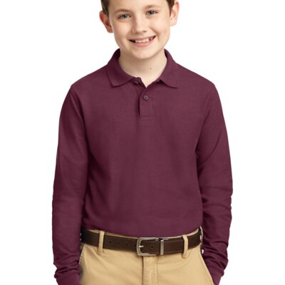 Youth Long Sleeve Silk Touch Polo Thumbnail