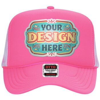 OTTO NEON Cap 5 Panel High Crown Mesh Back Trucker Hat Thumbnail