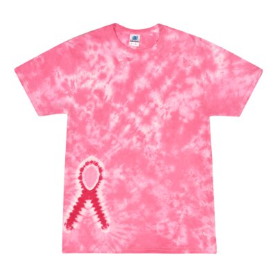 Pink Ribbon Shapes Short Sleeve Tie Dye Thumbnail