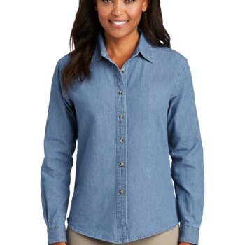 Ladies Long Sleeve Value Denim Shirt Thumbnail