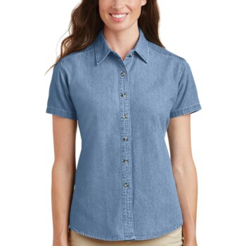 Ladies Short Sleeve Value Denim Shirt Thumbnail