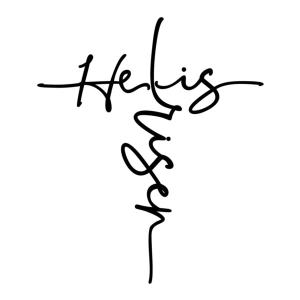 He Is Risen Cross Script Black Thumbnail