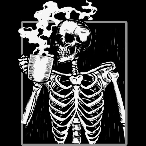 H210807 34 Halloween Coffee Drinking Skeleton Skull Thumbnail