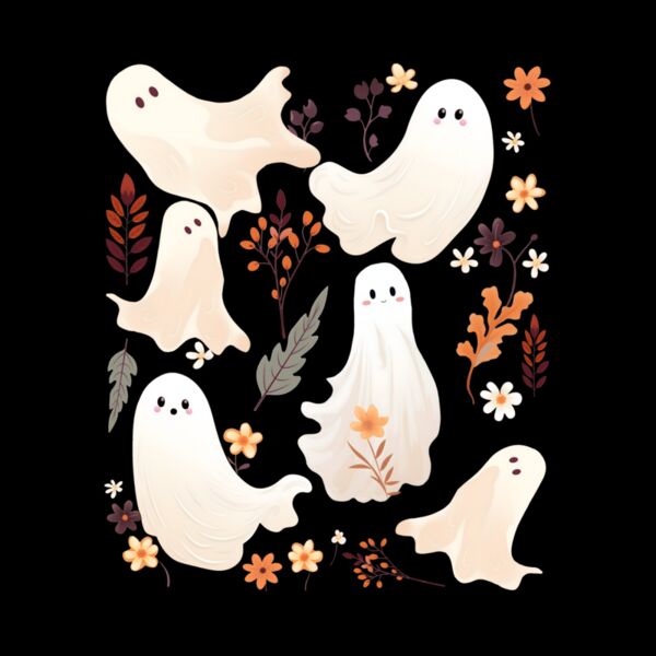 Cute Ghosts Flowers Halloween Thumbnail