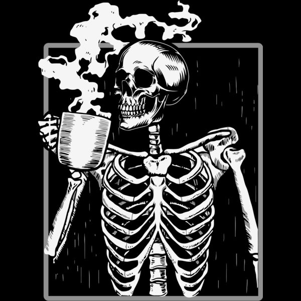 H210807 34 Halloween Coffee Drinking Skeleton Skull Thumbnail