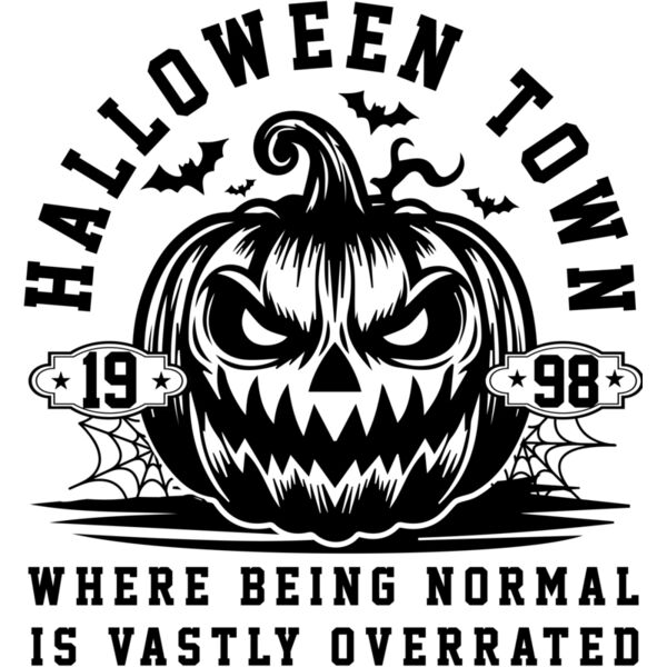 Halloween Town 1998 Where Being Normal Is Vastly Overrated Pumpkin Scary Face T shirt Design Thumbnail